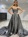 Sexy Sweetheart Satin Sleeveless A-line Evening Party Prom Dresses,SW1144