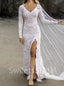 Sexy V-neck Long sleeves Side slit Mermaid Lace applique Wedding Dresses,DB0307