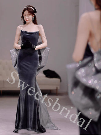 Elegant Square Sleeveless Mermaid Long Prom Dress,SW1944