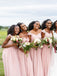 Charming Off-shoulder A-line Long Bridesmaid Dresses Online, SW1229