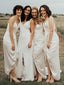 Charming Spaghetti Strap Sleeveless Side Slit Long Bridesmaid Dresses, SW1164
