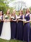 Charming V-neck Floor-length Sleeveless Long Bridesmaid Dresses, SW1124