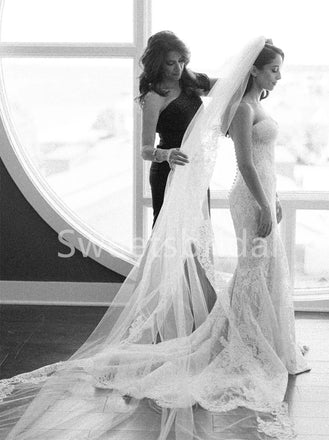 Elegant Sweetheart Mermaid Lace applique Wedding Dresses, DB0257