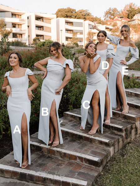 Mismatched Charming Side Slit Long Bridesmaid Dresses Online, SW1219