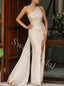 Elegant One shoulder Side slit Mermaid Prom Dresses,SW1792