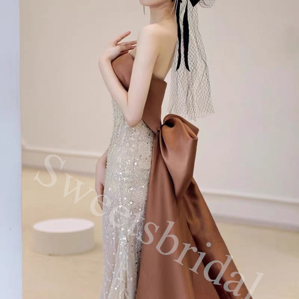 Elegant Strapless Sleeveless Mermaid Long Prom Dress,SW1941
