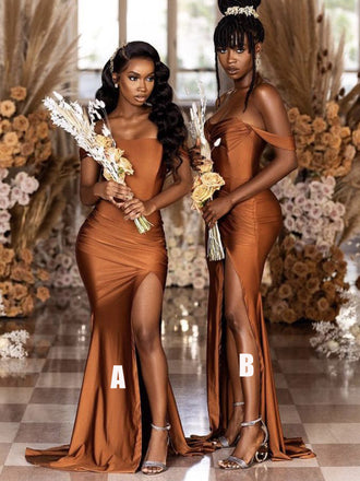 Mismatched Sexy Mermaid Simple Soft Satin Long Bridesmaid Dresses,SW1245