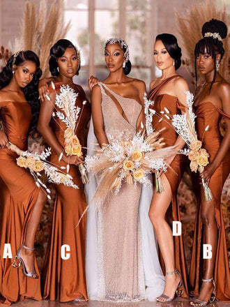 Mismatched Sexy Mermaid Simple Soft Satin Long Bridesmaid Dresses,SW1245