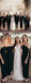 Black Jersey Off Shoulder Sheath Ankle Length Bridesmaid Dresses,DB142