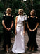 Black Jersey Short Sleeve High Low Mermaid Bridesmaid Dresses,DB127