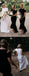 Black Jersey Short Sleeve High Low Mermaid Bridesmaid Dresses,DB127