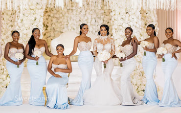 Mismatched Sweetheart Sleeveless Elegant Simple Long Mermaid Dressess, SWE1367