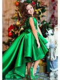 Green Party Dresses For Kids High Low Cheap Flower Girl Dress GTE2120