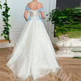 Elegant Off shoulder Sleeveless A-line Long Prom Dress,SW1981