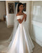 Off the Shoulder Satin Ivory Simple Long Wedding dress RPD2102