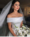 Off the Shoulder Satin Ivory Simple Long Wedding dress RPD2102