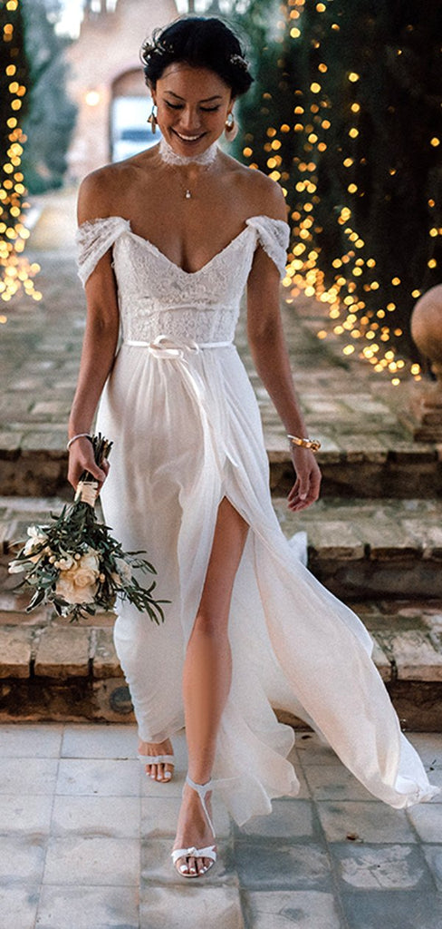 Bohemian Ivory Lace Applique Beach Wedding Boho Wedding Dress With Jewel  Neckline 2019 Summer Collection From Foreverbridal, $121.48 | DHgate.Com