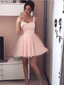 Simple Sweetheart Light Pink Tulle A Line Short Homecoming Dress, BTW167