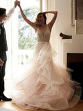 Lace Tulle A-line Romantic Long Bridal Wedding Dress RPD2103