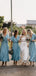 Light Blue Chiffon Half Sleeve Boho Wedding Long Bridesmaid Dresses,PB1082