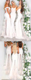 Mismatched Lace Appliuqe Elastic Satin Mermaid Bridesmaid Dresses,DB124