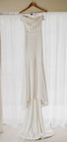 Off Shoulder Simple Design White Satin Open Back Mermaid Wedding Dresses,DB0172