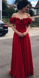 Off the Shoulder Chiffon A Line Formal Red Birdesmaids Party Dresses MD308