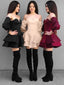 Off the Shoulder Sweetheart Long Sleeves Short Homecoming Dresses BTW127