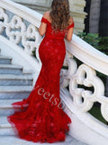 Elegant V-neck Off shoulder Mermaid Long Prom Dresses,SW1632