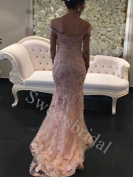 Elegant V-neck Off shoulder Mermaid Long Prom Dresses,SW1631