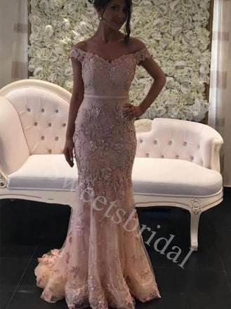 Elegant V-neck Off shoulder Mermaid Long Prom Dresses,SW1631