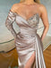 Elegant One shoulder Sweetheart Side slit  Sheath Long Prom Dresses,SW1614