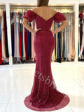 Elegant Sweetheart Off shoulder Side slit Mermaid Prom Dresses,SW1585