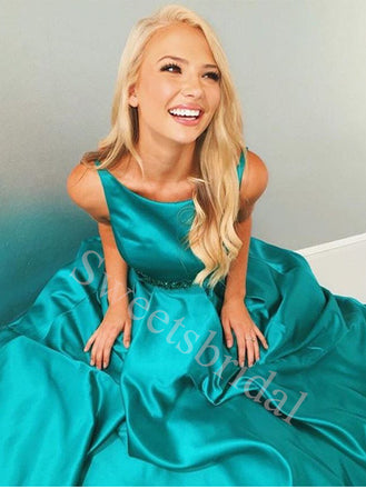 Elegant Sleeveless Beteau A-line Long Prom Dresses,SW1595