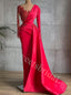 Red Sexy Deep V-neck Long sleeves Sheath Prom Dresses,SW1568