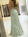 Elegant Halter Sleeveless Side slit A-line Prom Dresses,SW1592