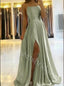 Elegant Halter Sleeveless Side slit A-line Prom Dresses,SW1592