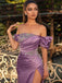 Elegant Off shoulder Side slit Sheath Long Prom Dresses,SW1593