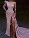 Elegant One shoulder Sweetheart Side slit Sheath Long Prom Dresses,SW1596