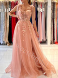 Elegant Sweetheart Side slit Sleeveless A -line Prom Dresses,SW1694