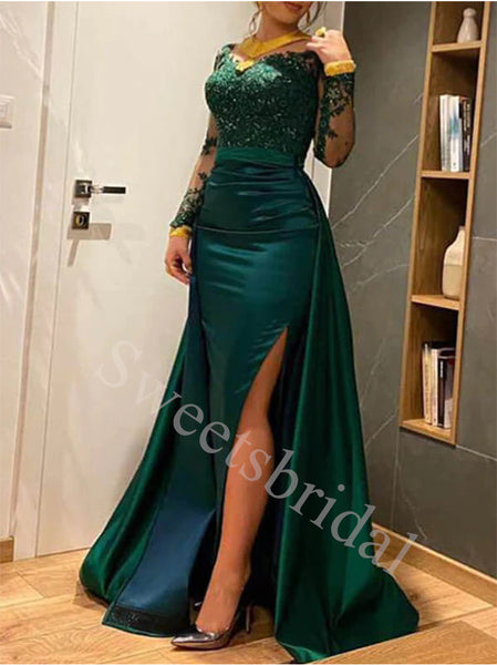 Elegant long sleeves V-neck Mermaid Prom Dresses,SW1673