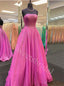 Elegant Strapless Sleeveless A-line Long Prom Dresses,SW1622