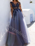 Elegant Long sleeves A-line Long Prom Dresses,SW1627