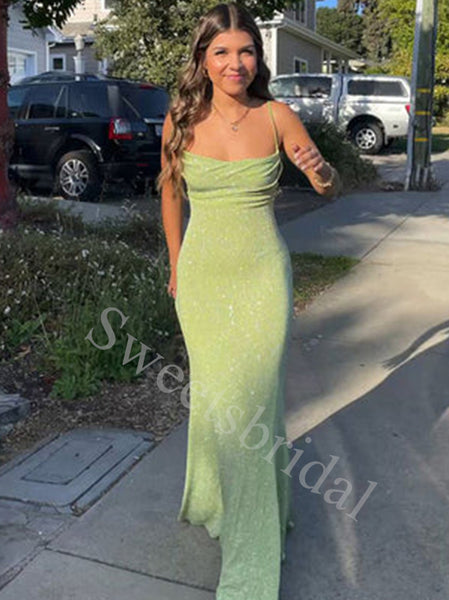 Sexy Spaghetti straps Jewel  Mermaid Prom Dresses,SW1587