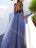 Elegant Long sleeves A-line Long Prom Dresses,SW1627