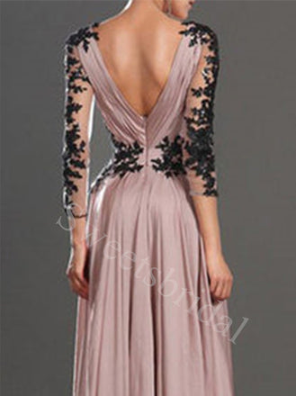 Elegant V-neck Long sleeves A-line Prom Dresses,SW1650