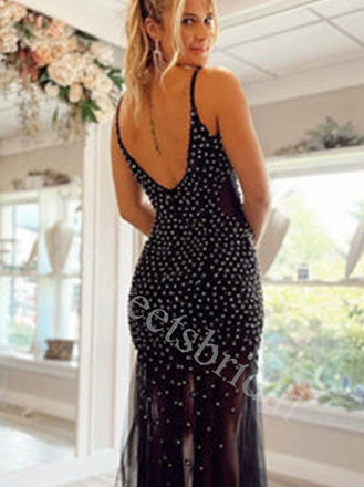 Sexy V-neck Sleeveless Mermaid Prom Dresses,SW1626