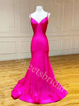 Elegant Spaghetti straps V-neck Mermaid Prom Dresses,SW1582
