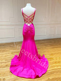 Elegant Spaghetti straps V-neck Mermaid Prom Dresses,SW1582