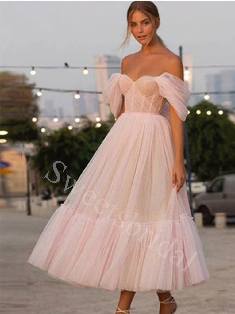 Elegant Sweetheart Off shoulder A-line Prom Dresses,SW1589